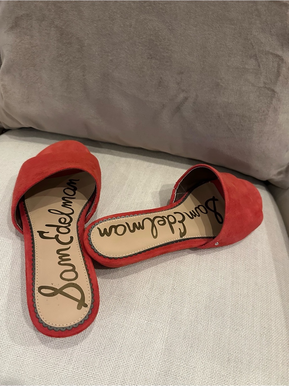 Sam Edelman Red Suede Slide Mules - Picture 2 of 7